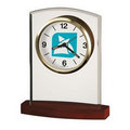 Howard Miller Marcus Curved Glass Alarm Clock w/ Rosewood Base (Full Color)